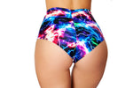 High-Waisted Electric Printed Puckered Shorts
