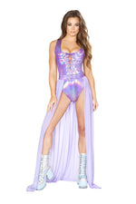 Banded Open Front Maxi Skirt - lavender- Rave or Sleep