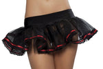 Black Petticoat with Red Ribbon Weave Hem - Rave or Sleep