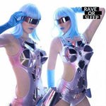Silver Laser Bodysuit Rave Costume