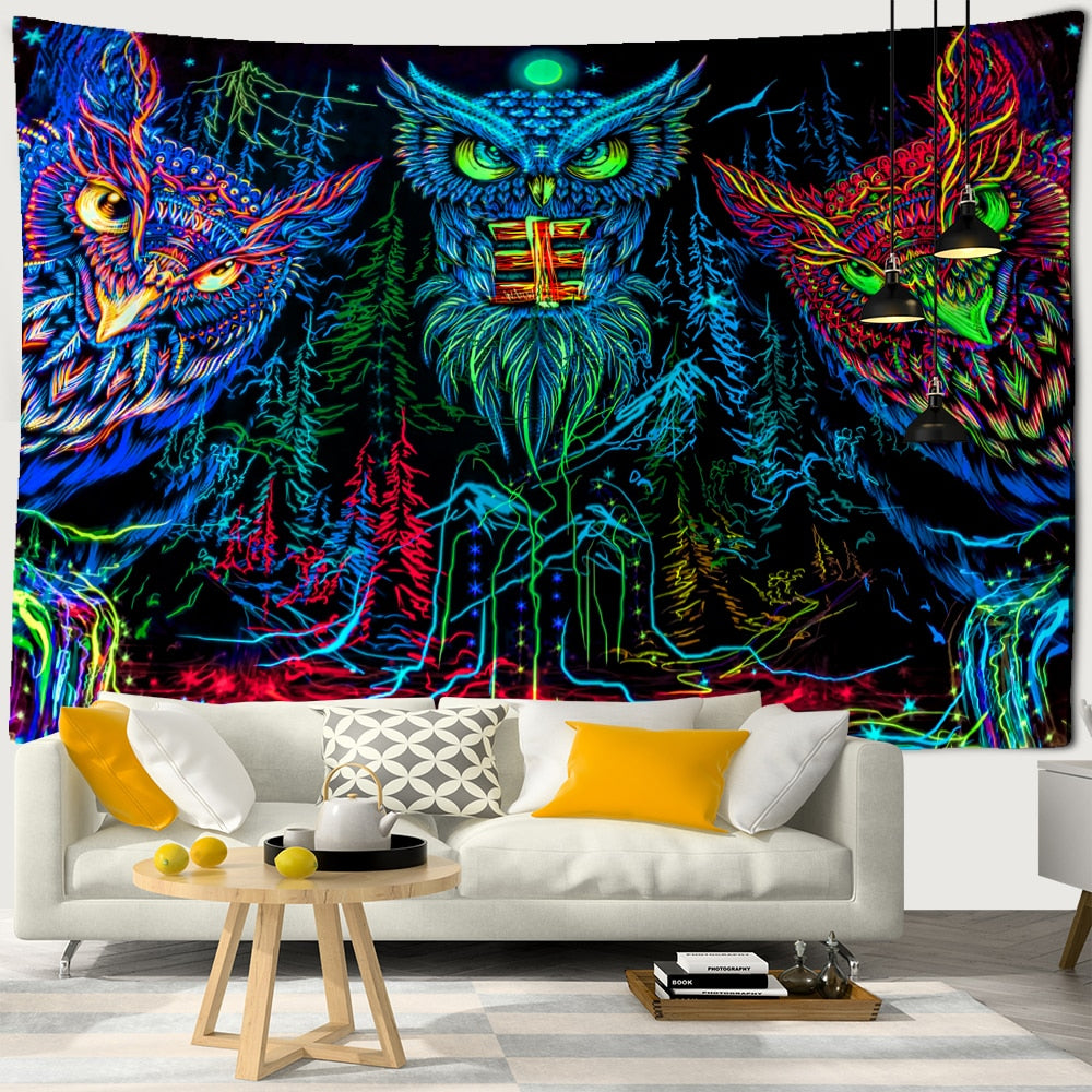 Colorful Psychedelic Owl Wall Hanging