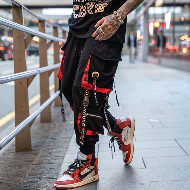 Red and Black Cargo Pants