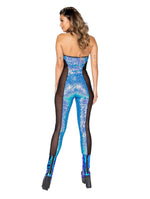 Haltered Catsuit with Mesh and Sequin Detail - Black back - Rave or Sleep