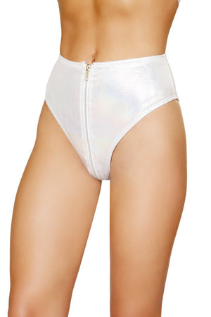 High-Waisted Rave Shorts with Zipper Front Closure - white front - Rave or Sleep