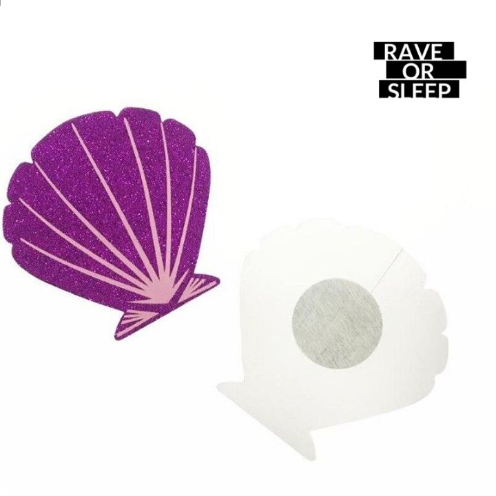 Purple glitter shell nipple cover sticker