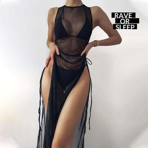 Transparent High neck dress Bikini 3 pieces Set