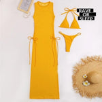 Transparent High neck dress Bikini 3 pieces Set