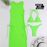 Transparent High neck dress Bikini 3 pieces Set