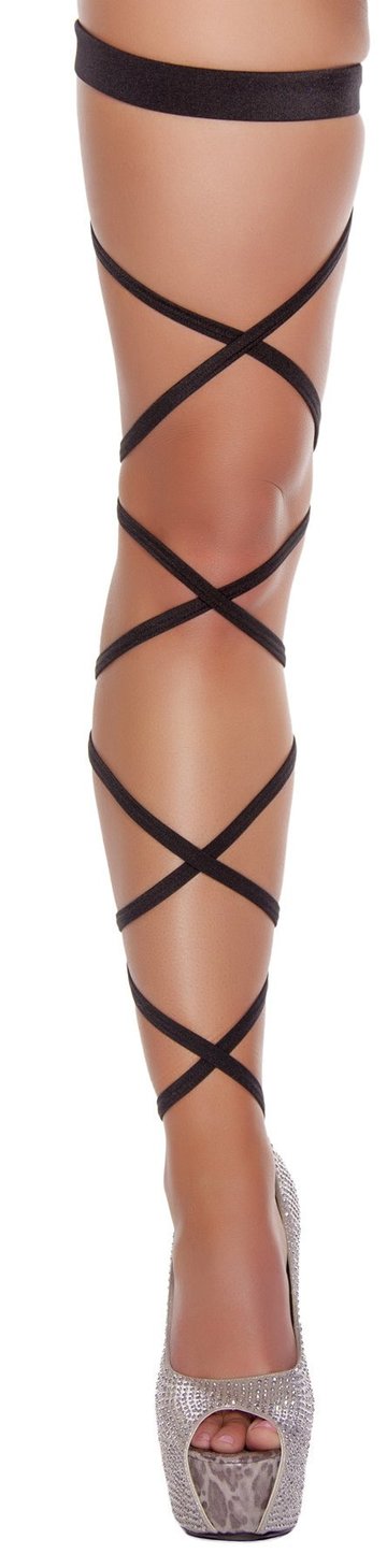 Leg Strap with Attached Thigh Garter - Black - Rave or Sleep