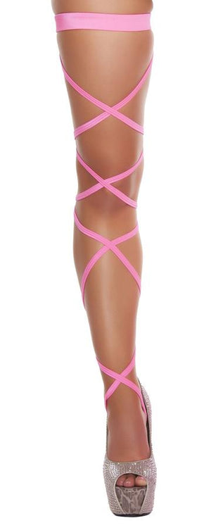 Leg Strap with Attached Thigh Garter - Pink - Rave or Sleep