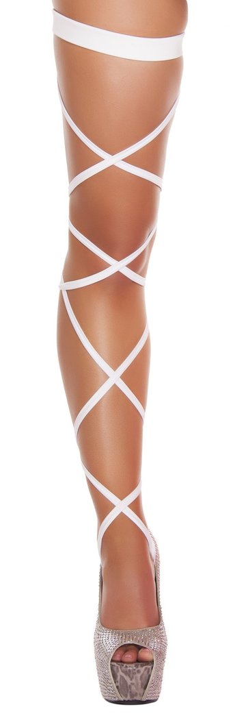 Leg Strap with Attached Thigh Garter - White - Rave or Sleep