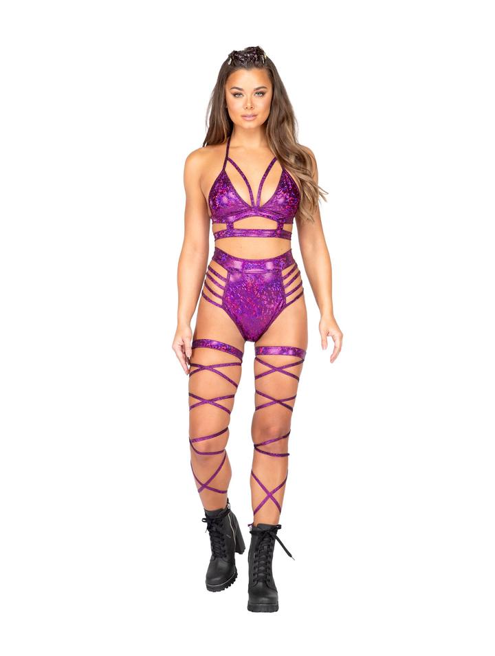 Shining Strappy Triangle Top - Purple - Rave or Sleep