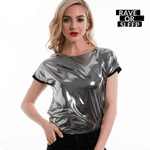 Shiny Silver T-shirt with Short Sleeve