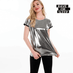 Shiny Silver T-shirt with Short Sleeve