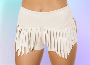 Suede Shorts with Fringe Detail