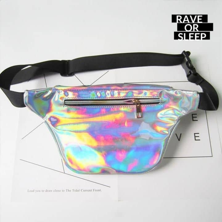 Trendy Holographic Silver Laser Box Fanny Pack