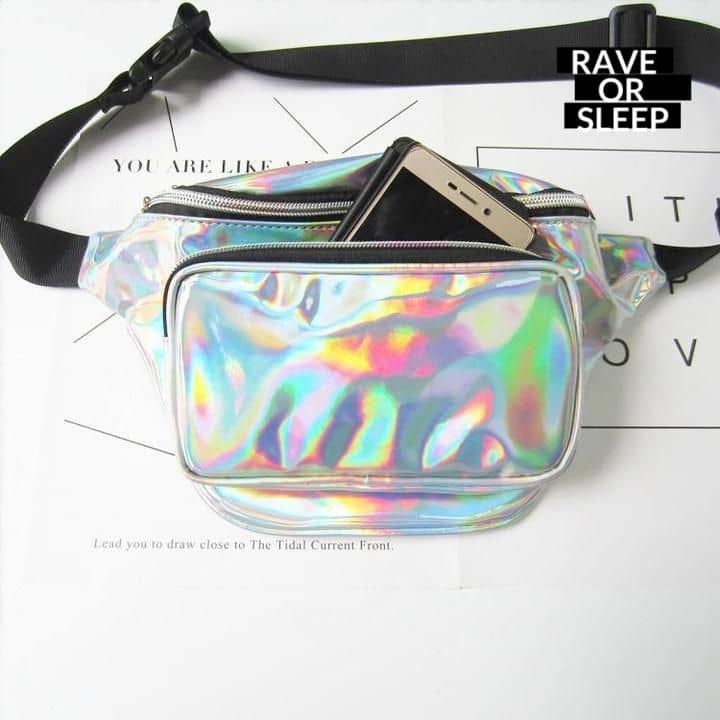 Trendy Holographic Silver Laser Box Fanny Pack