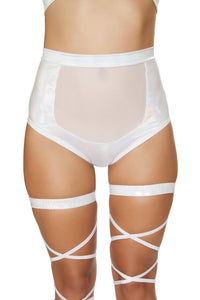 White High-Waisted Short with Sheer Panel and Cross Back - Rave or Sleep