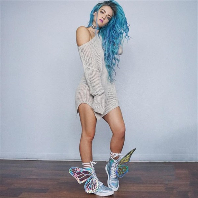 Holographic Butterfly Rave Boots