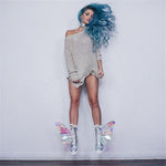 Holographic Butterfly Rave Boots