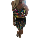 Sequins Crop Top and Skirt Two Piece Set