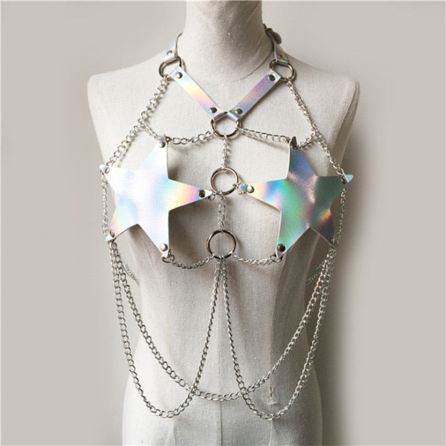 Holographic Two Piece Set Top Skirt