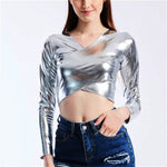 Metallic Holographic Long Sleeve Shirt