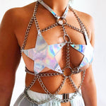 Holographic Two Piece Set Top Skirt