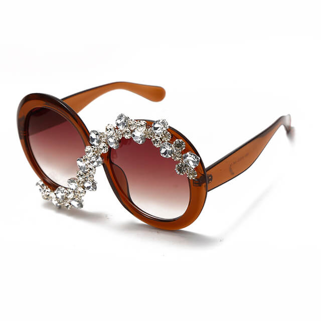 Round Diamond Rhinestone Sunglasses