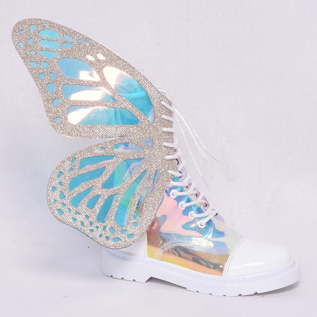 Holographic Butterfly Rave Boots