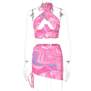 Pink 2 Piece Skirt and Top Set