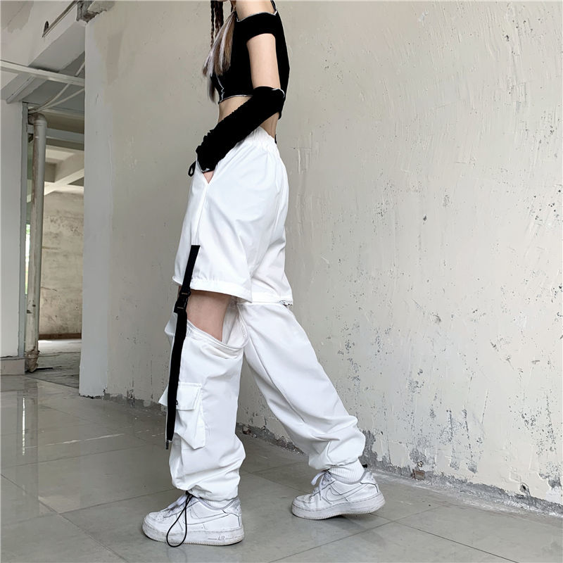 White Removable Cargo Rave Pants
