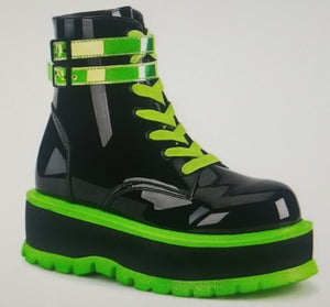 Shining Black Platform Ankle Boots