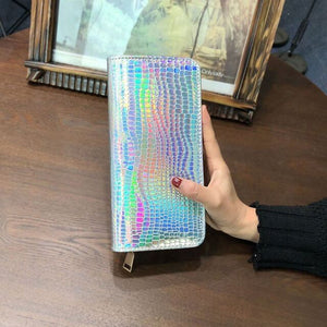 Holographic Rough Silver Wallet with Zipper