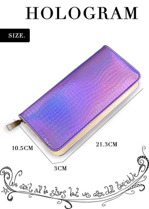 Holographic Rough Purple Wallet with Zipper