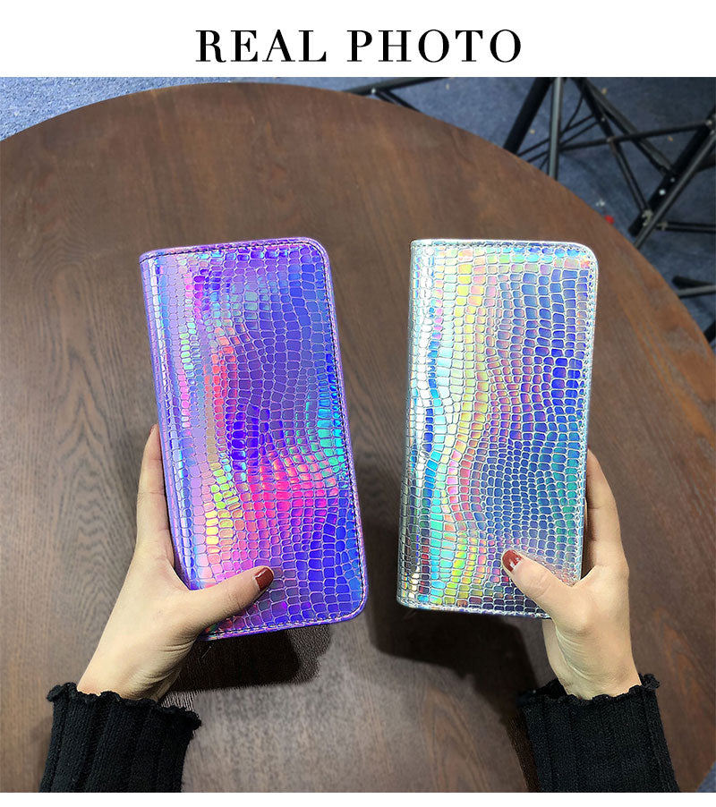 Holographic Rough Purple Wallet with Zipper