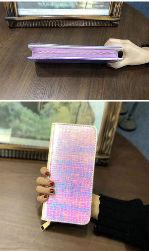 Holographic Pink Wallet with Zipper
