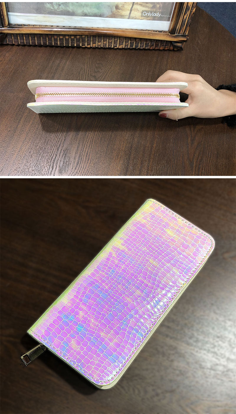 Holographic Pink Wallet with Zipper