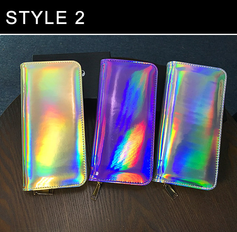 Holographic Shiny Purple Wallet with Zipper