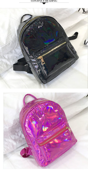 Holographic Black Laser Backpack