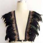 Real Feather Crop Top Fluffy Mini Skirt