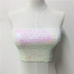 Shiny Strapless Rave Festival Crop Top